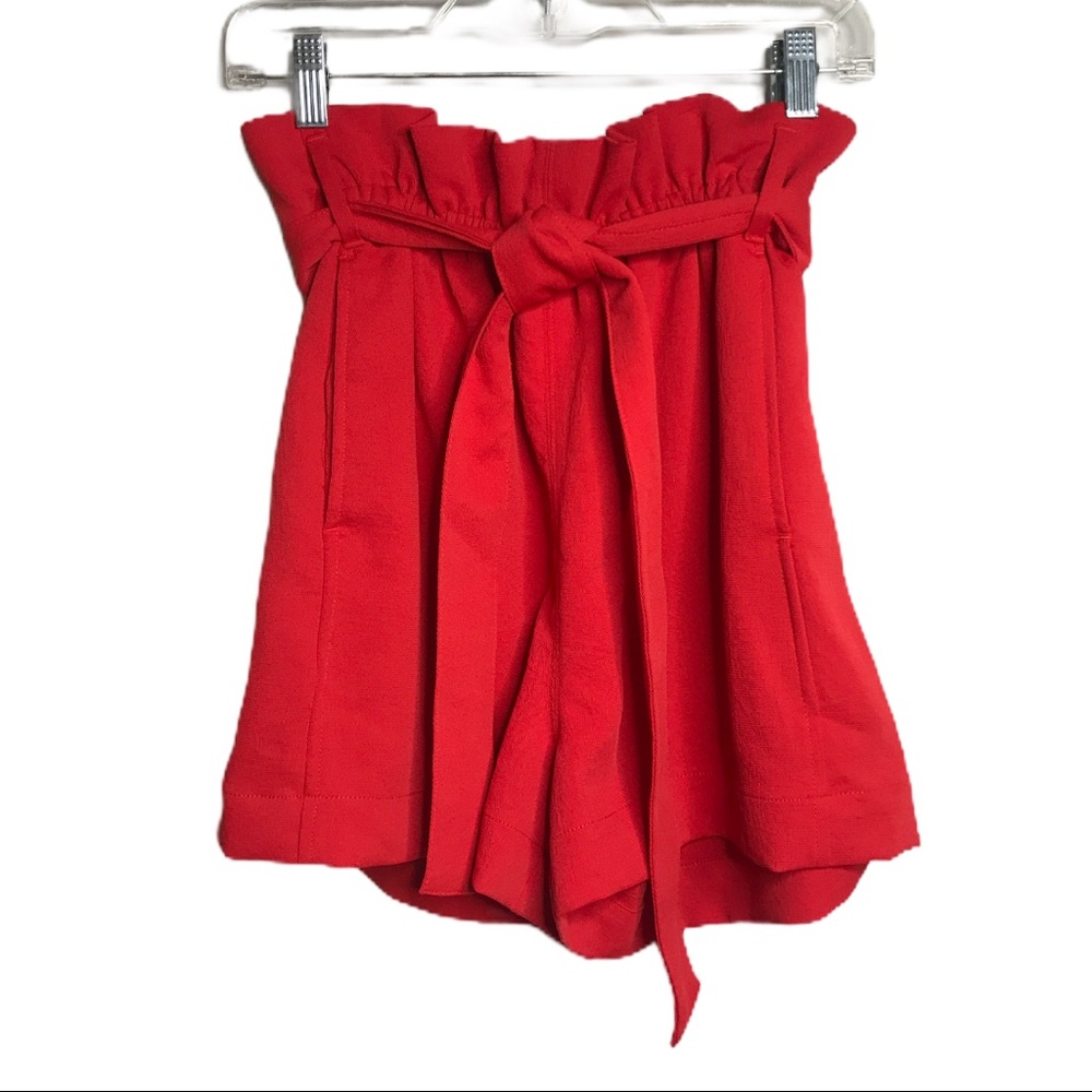 Wilfred High-Waist Paperbag Tie-Front Shorts in Red
